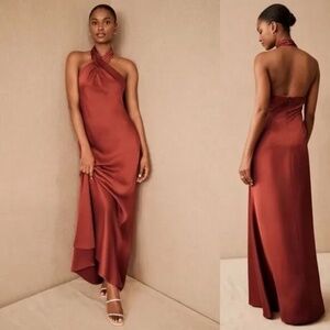 BHLDN Ruby Twist Halter Satin Charmeuse size 6